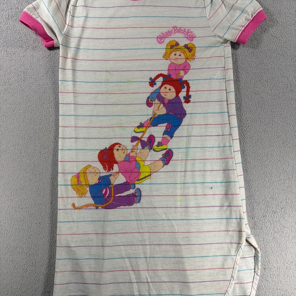 Vintage 1980s Cabbage Patch Kids Striped Nightgown